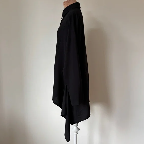 Ivan Grundahl Asymmetrical Hem Draped Button Up Long Sleeve Blouse EUC DK38 US8 - Picture 2 of 8